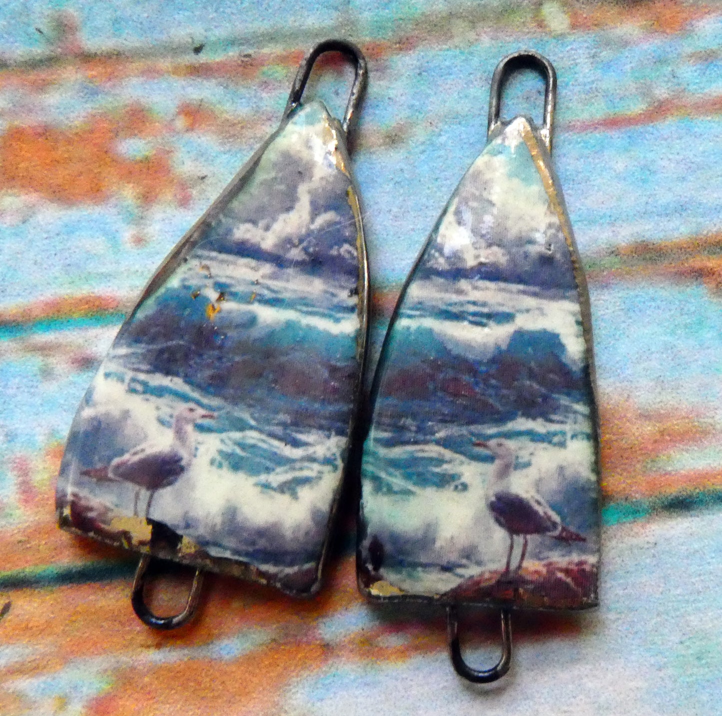 Ceramic Summer Scene Arch Earring Connectors - #1