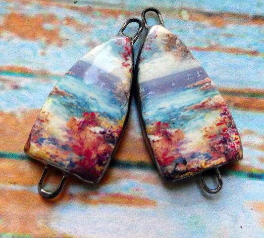 Ceramic Summer Scene Arch Earring Connectors - #3