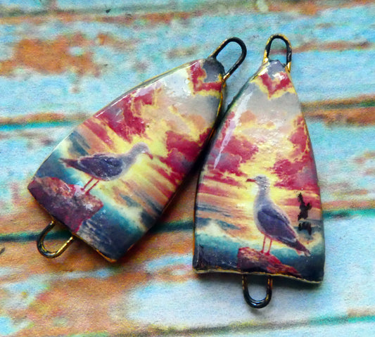 Ceramic Summer Scene Arch Earring Connectors - #4