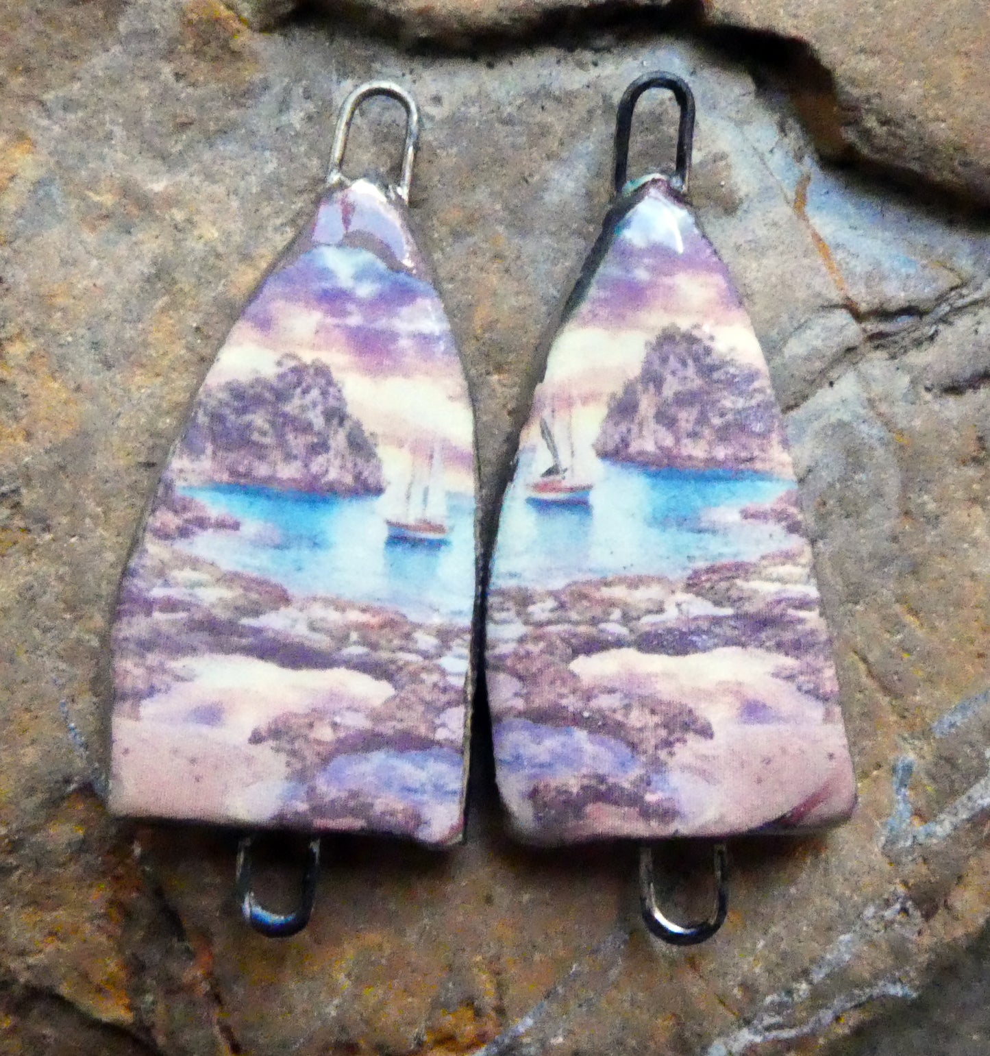 Ceramic Summer Scene Arch Earring Connectors - #6
