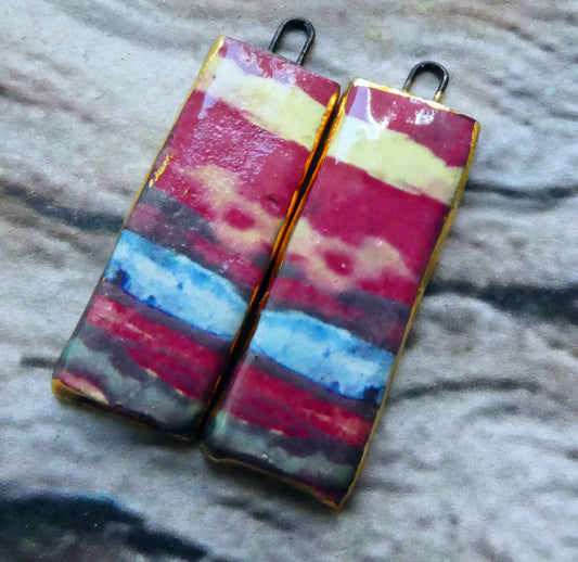 Ceramic Inky Decal Tablet Charms - #1