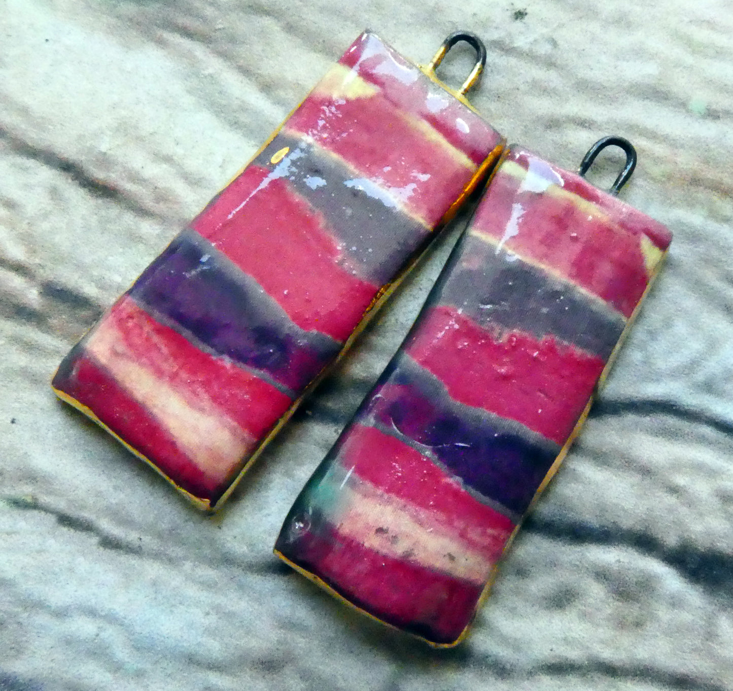 Ceramic Inky Decal Tablet Charms - #2