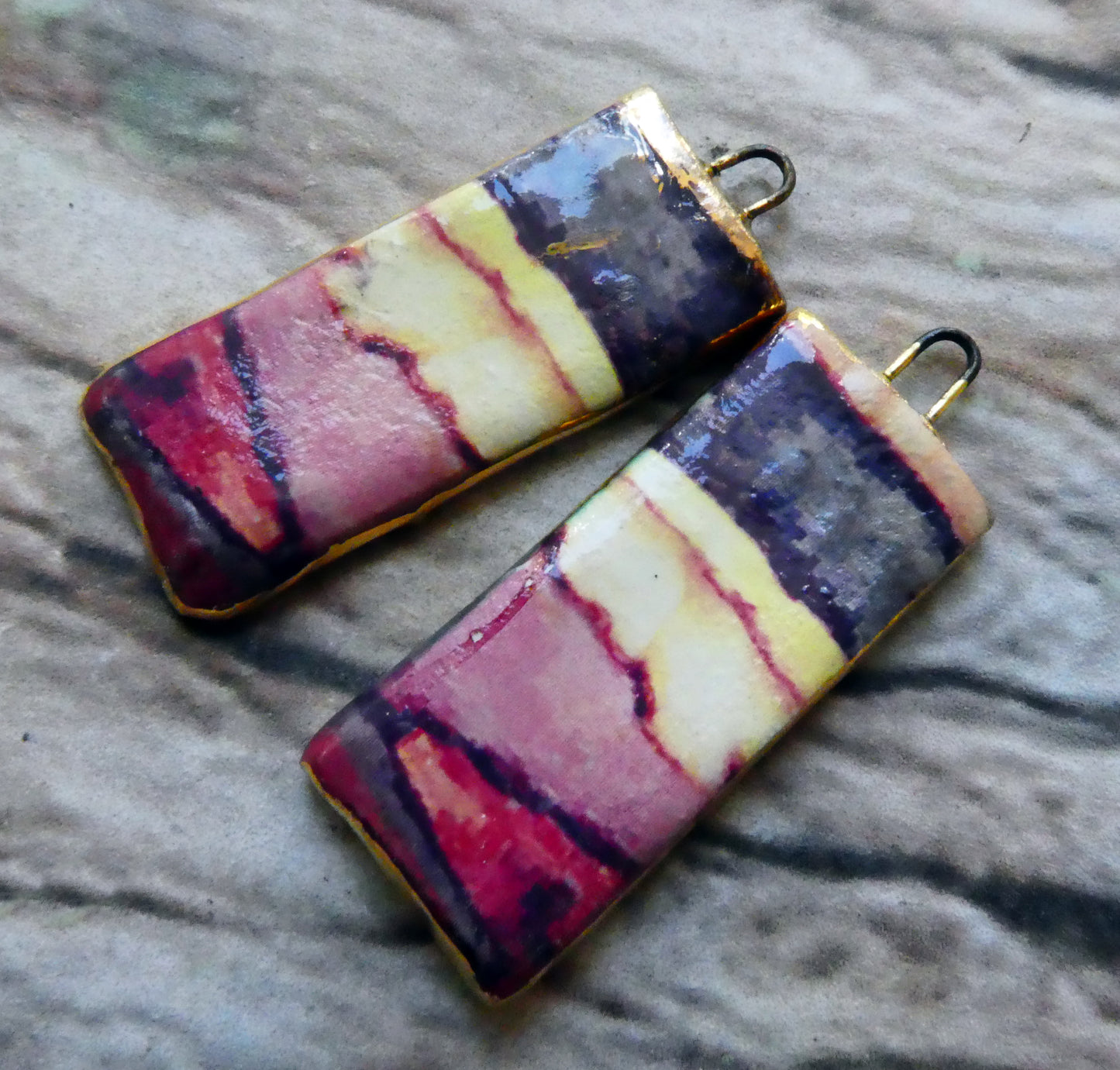 Ceramic Inky Decal Tablet Charms - #3