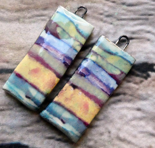 Ceramic Inky Decal Tablet Charms - #8