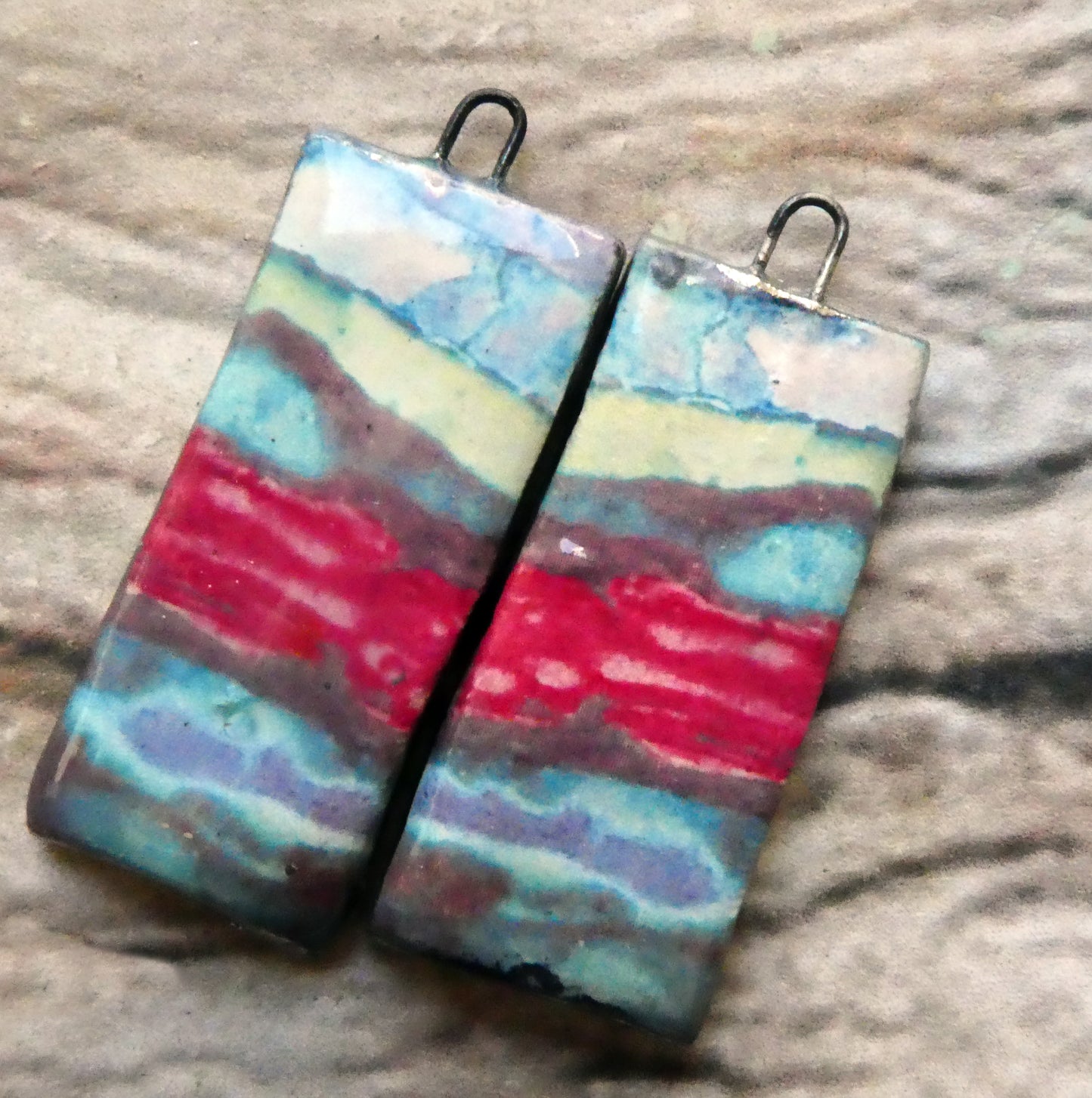 Ceramic Inky Decal Tablet Charms - #9