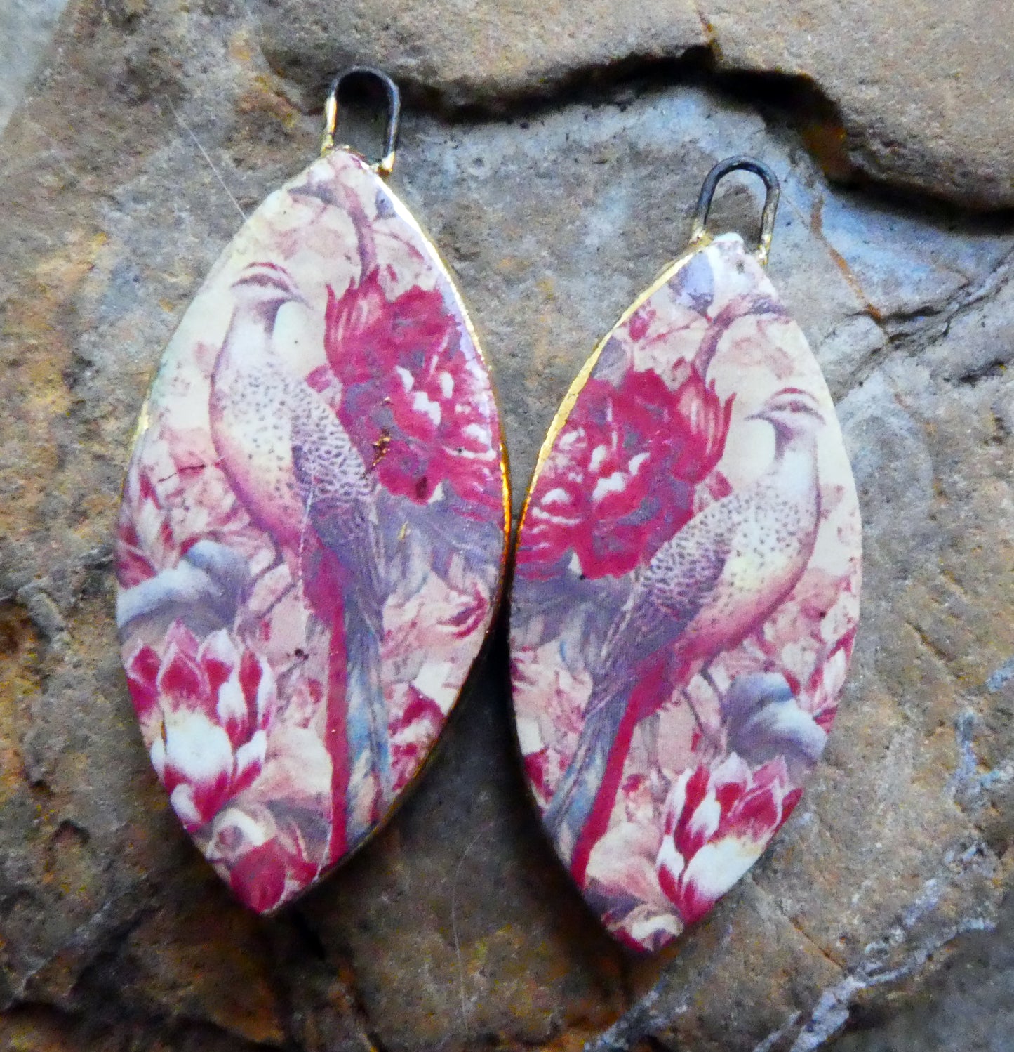Ceramic Bird Decal Earring Charms - #2