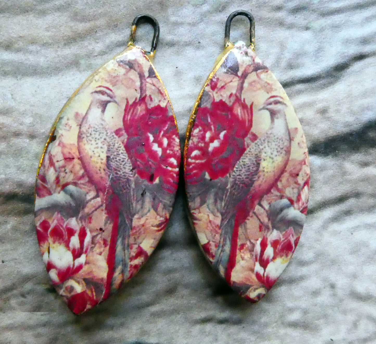 Ceramic Bird Decal Earring Charms - #2