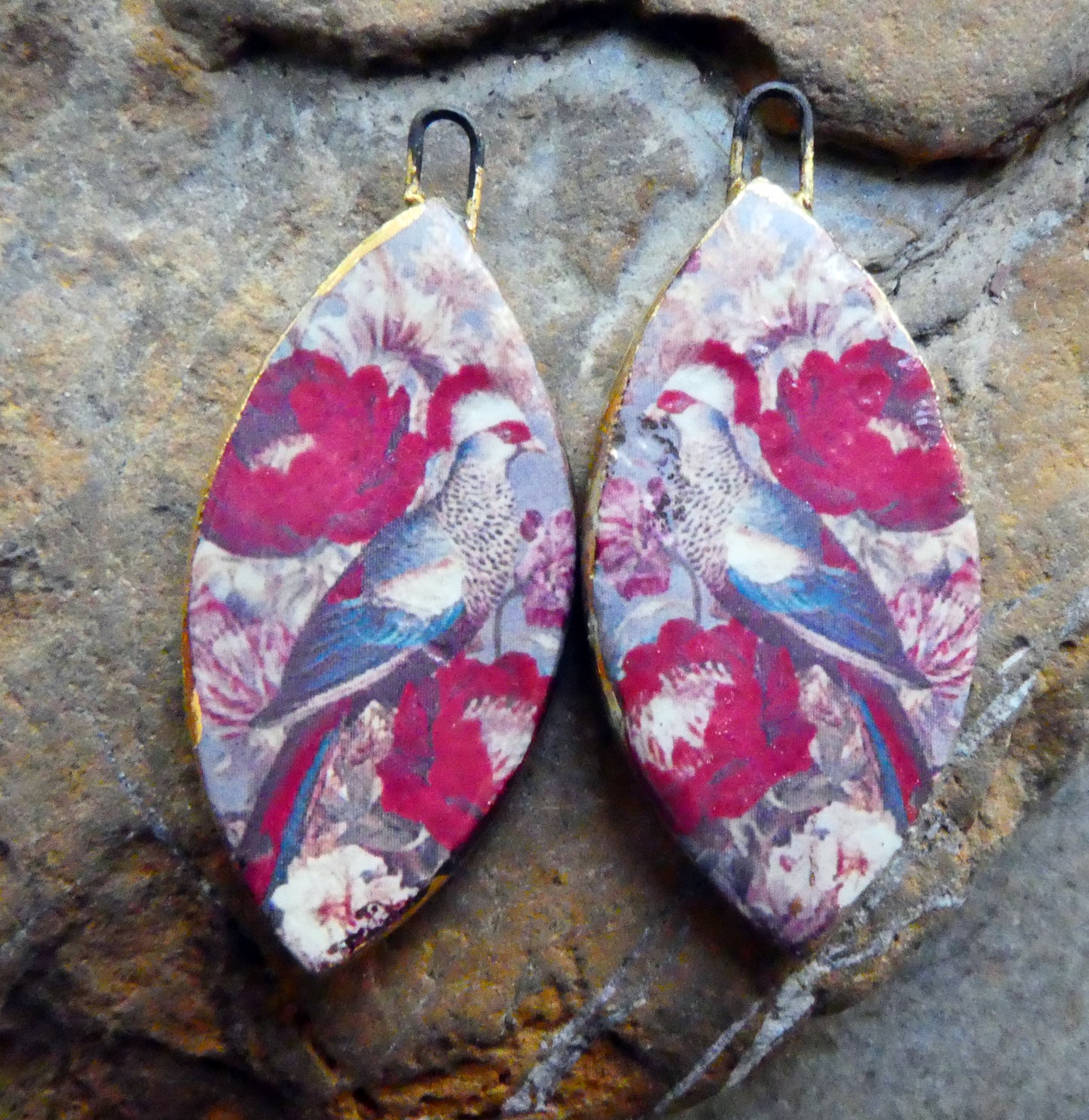 Ceramic Bird Decal Earring Charms - #4