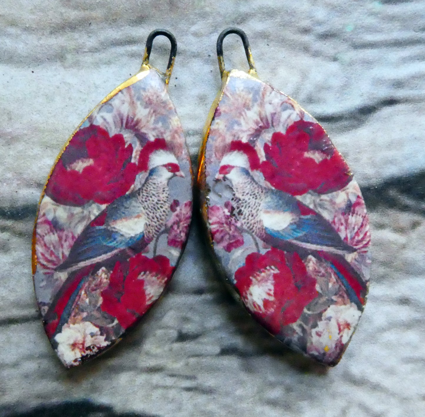 Ceramic Bird Decal Earring Charms - #4