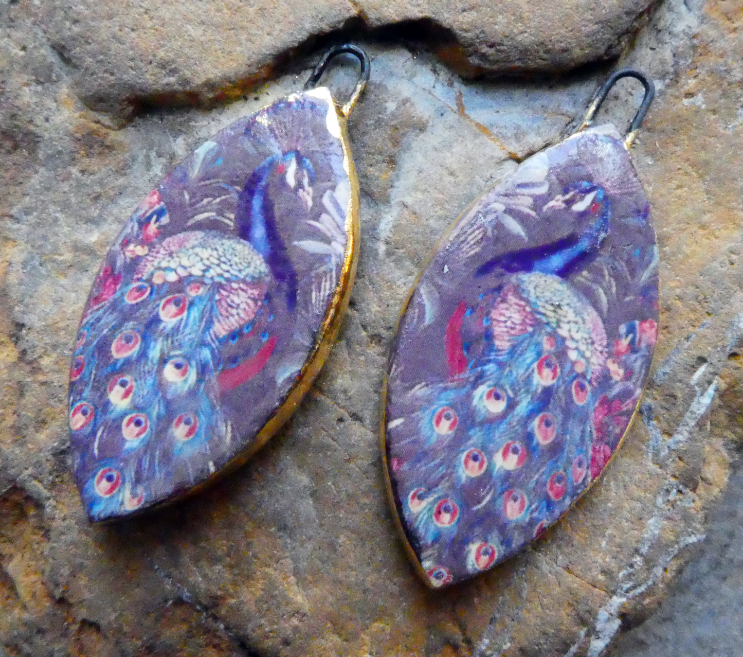 Ceramic Bird Decal Earring Charms - #5