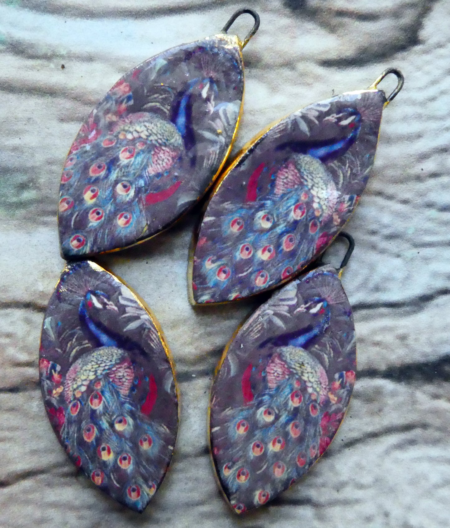 Ceramic Bird Decal Earring Charms - #5