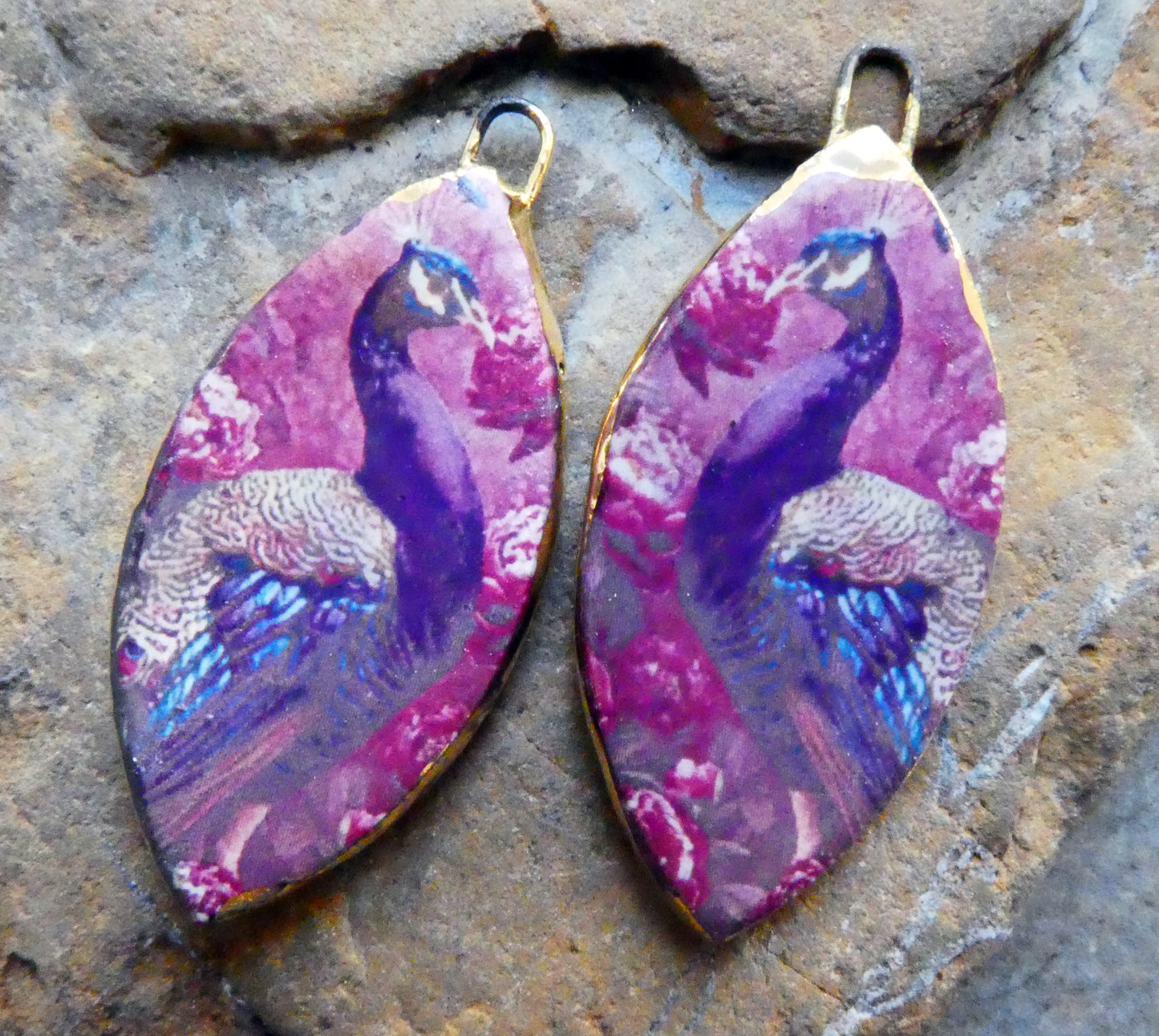 Ceramic Bird Decal Earring Charms - #6