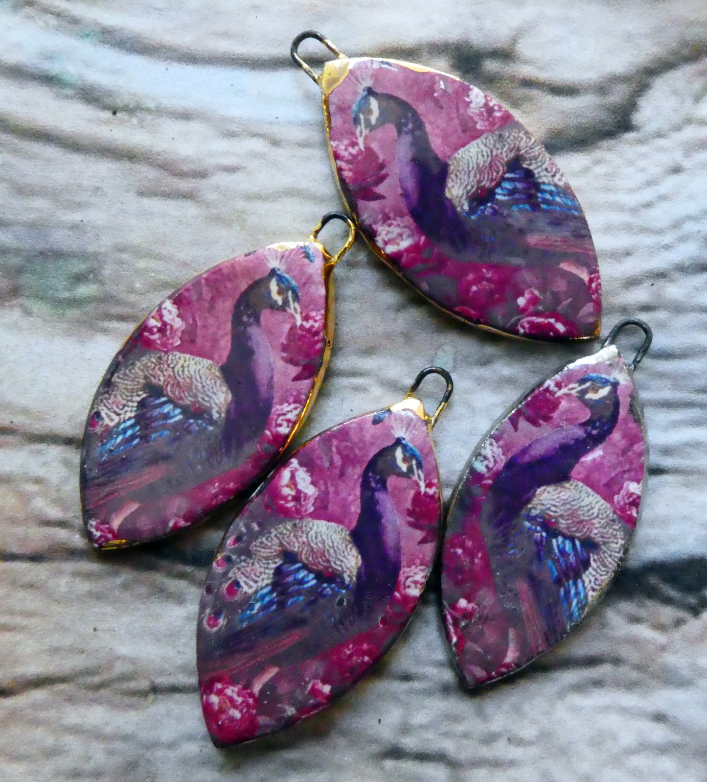 Ceramic Bird Decal Earring Charms - #6