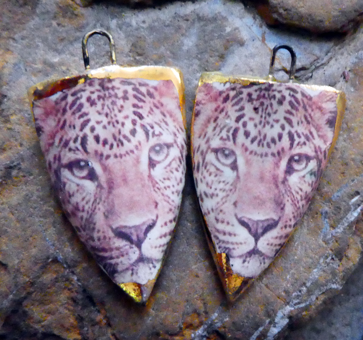 Ceramic Jaguar Decal Shield Charms