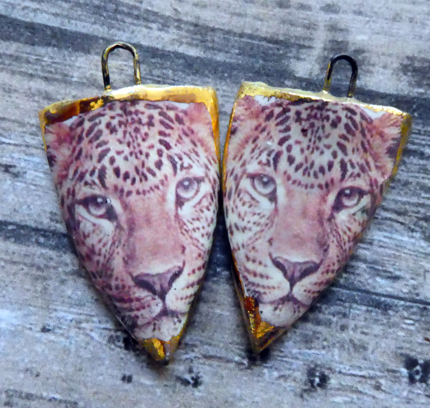Ceramic Jaguar Decal Shield Charms