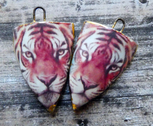 Ceramic Tiger Decal Shield Charms #2