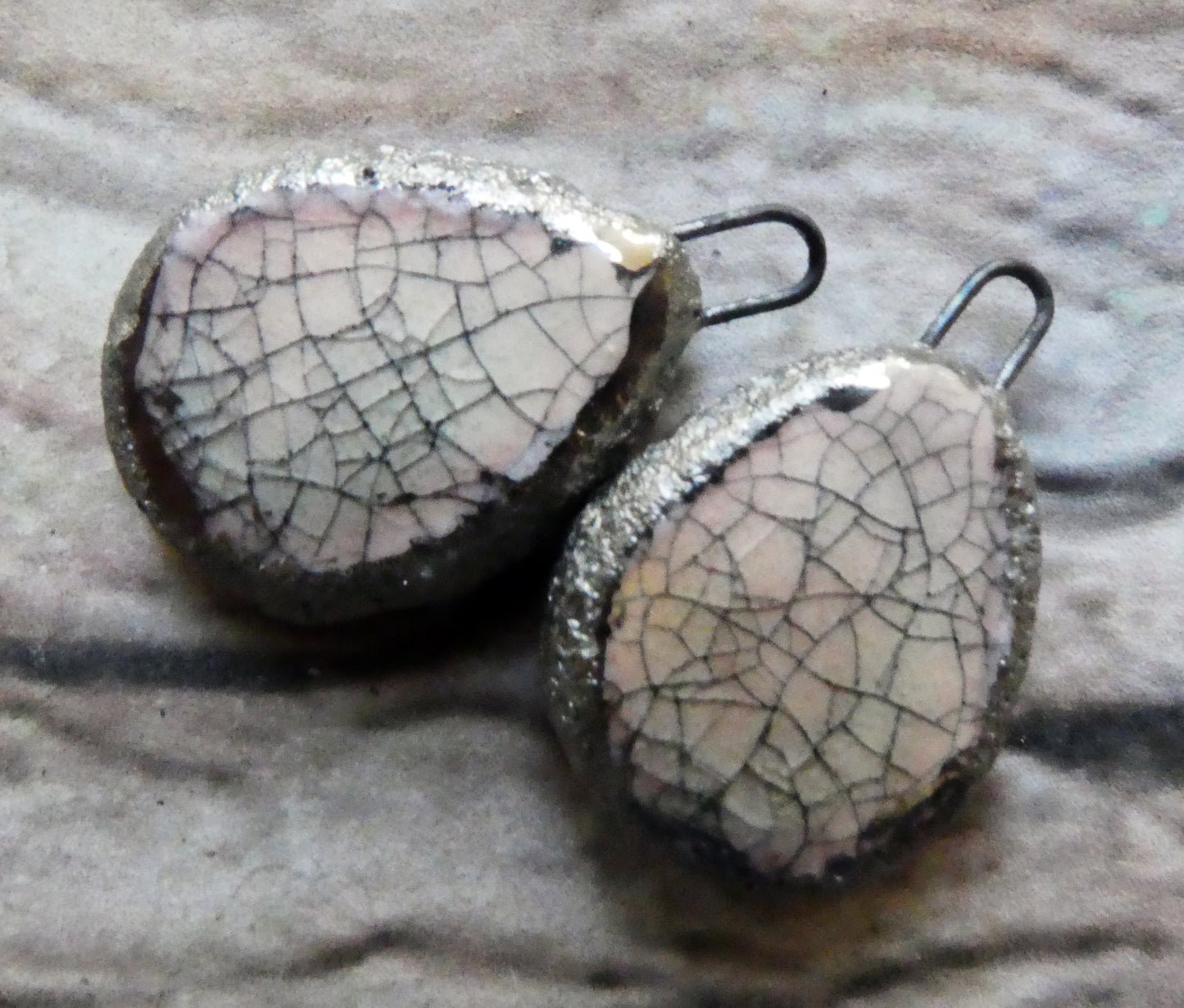 Ceramic Crackly Flat Drop Charms -Orchid