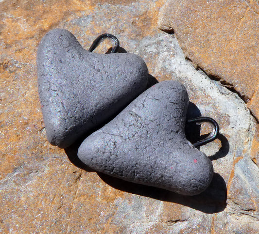 Ceramic Grey Hearts Earring Charms