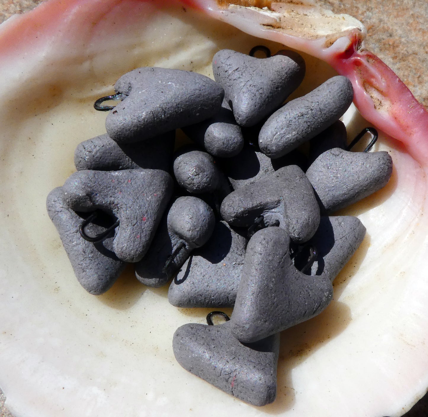Ceramic Grey Hearts Earring Charms