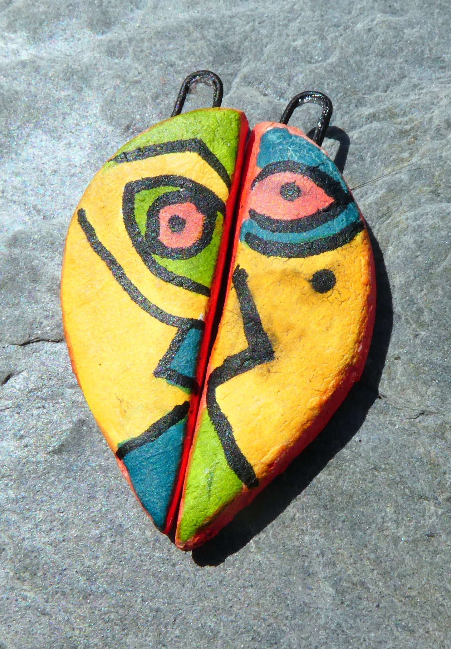 Ceramic Inky Face Earring Charms #1