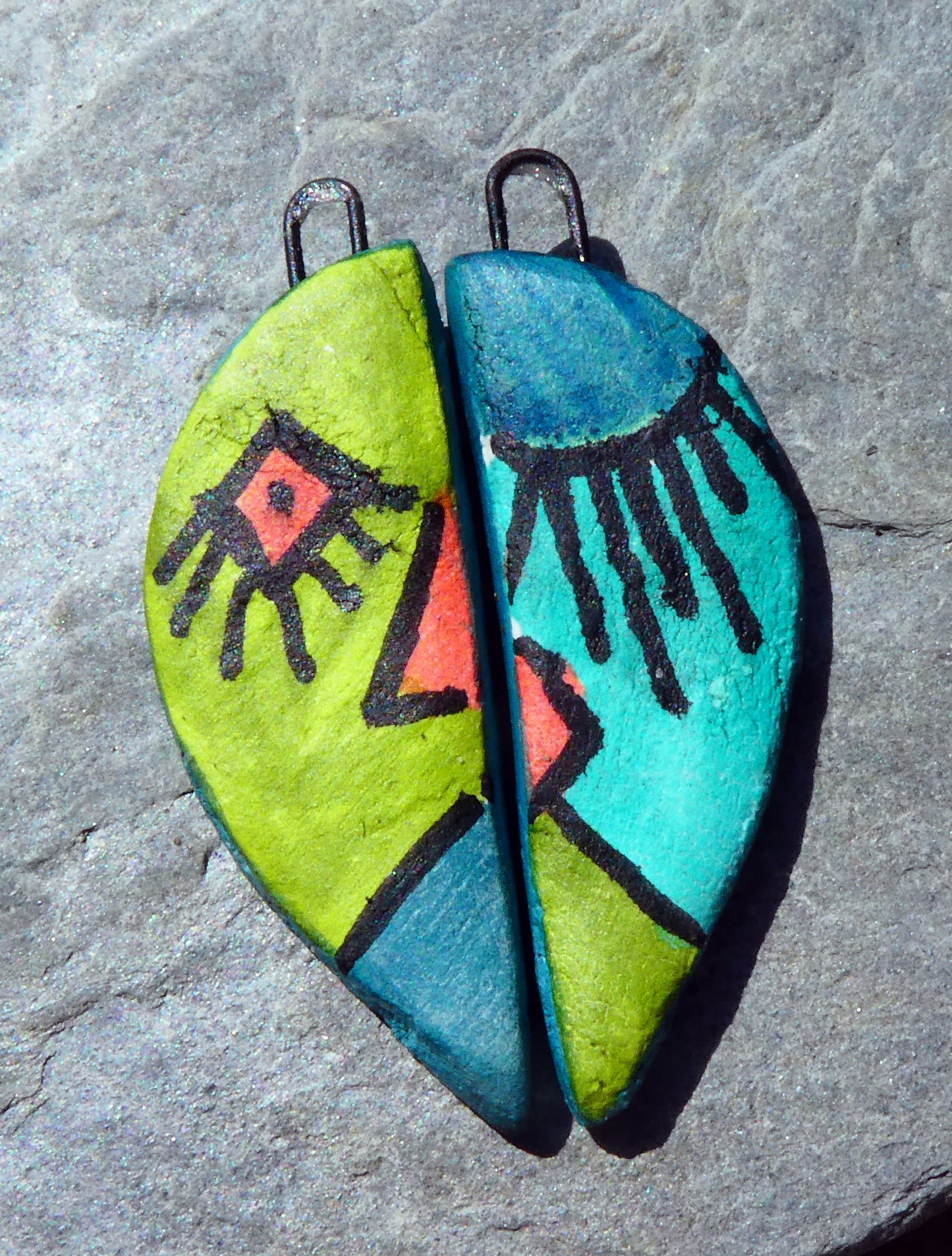 Ceramic Inky Face Earring Charms #4