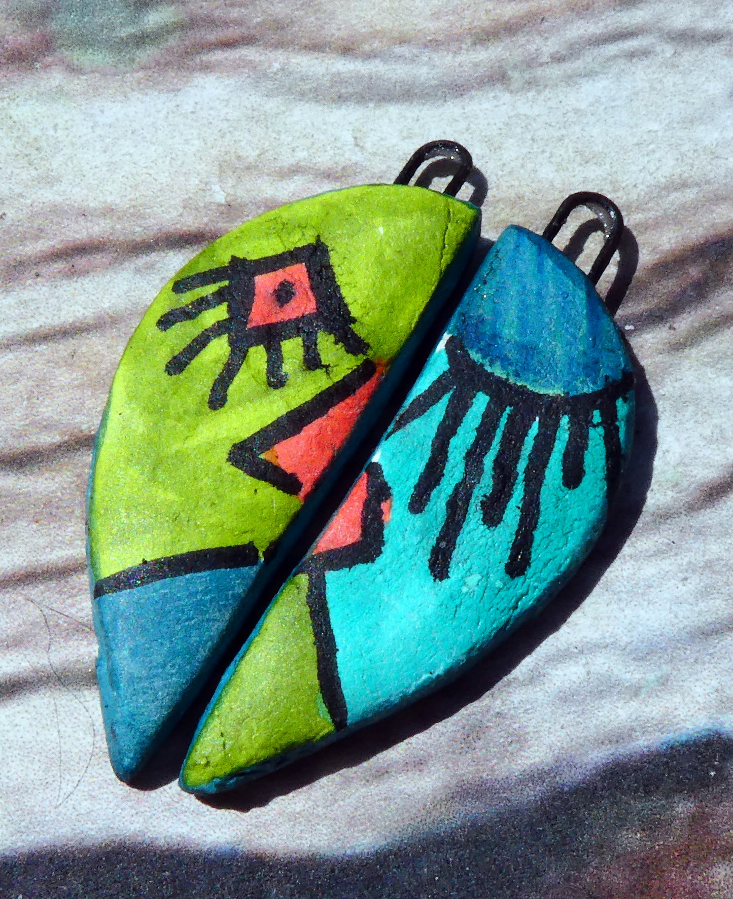 Ceramic Inky Face Earring Charms #4
