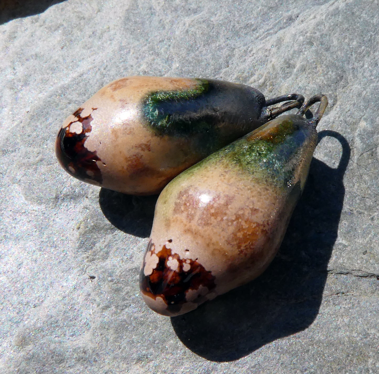 Ceramic Drops Earring Charms - Antique Brown