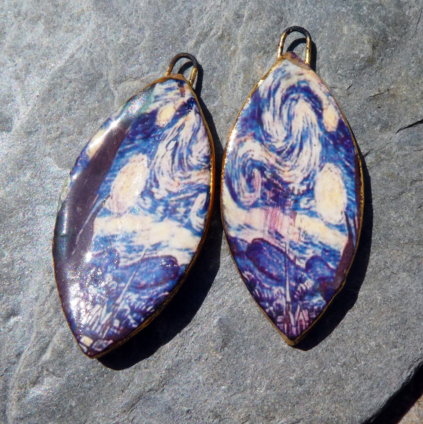 Ceramic Vin Gogh Decal Earring Charms