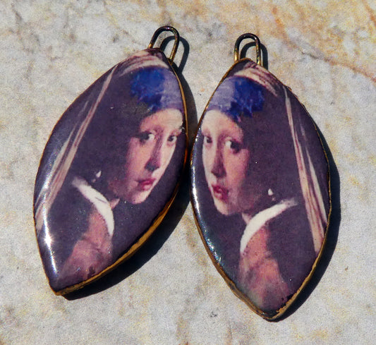 Ceramic Vermeer Decal Earring Charms