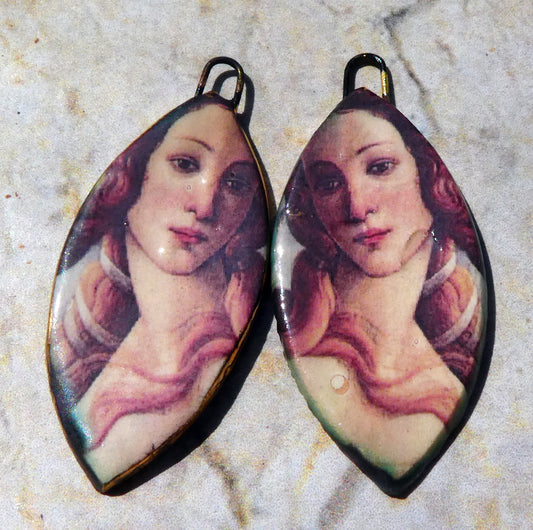 Ceramic Boticelli Decal Earring Charms