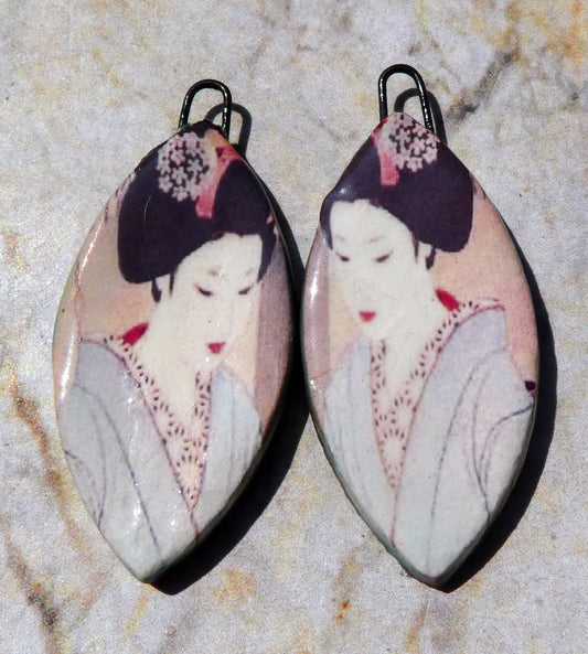 Ceramic Shimura Decal Earring Charms #1