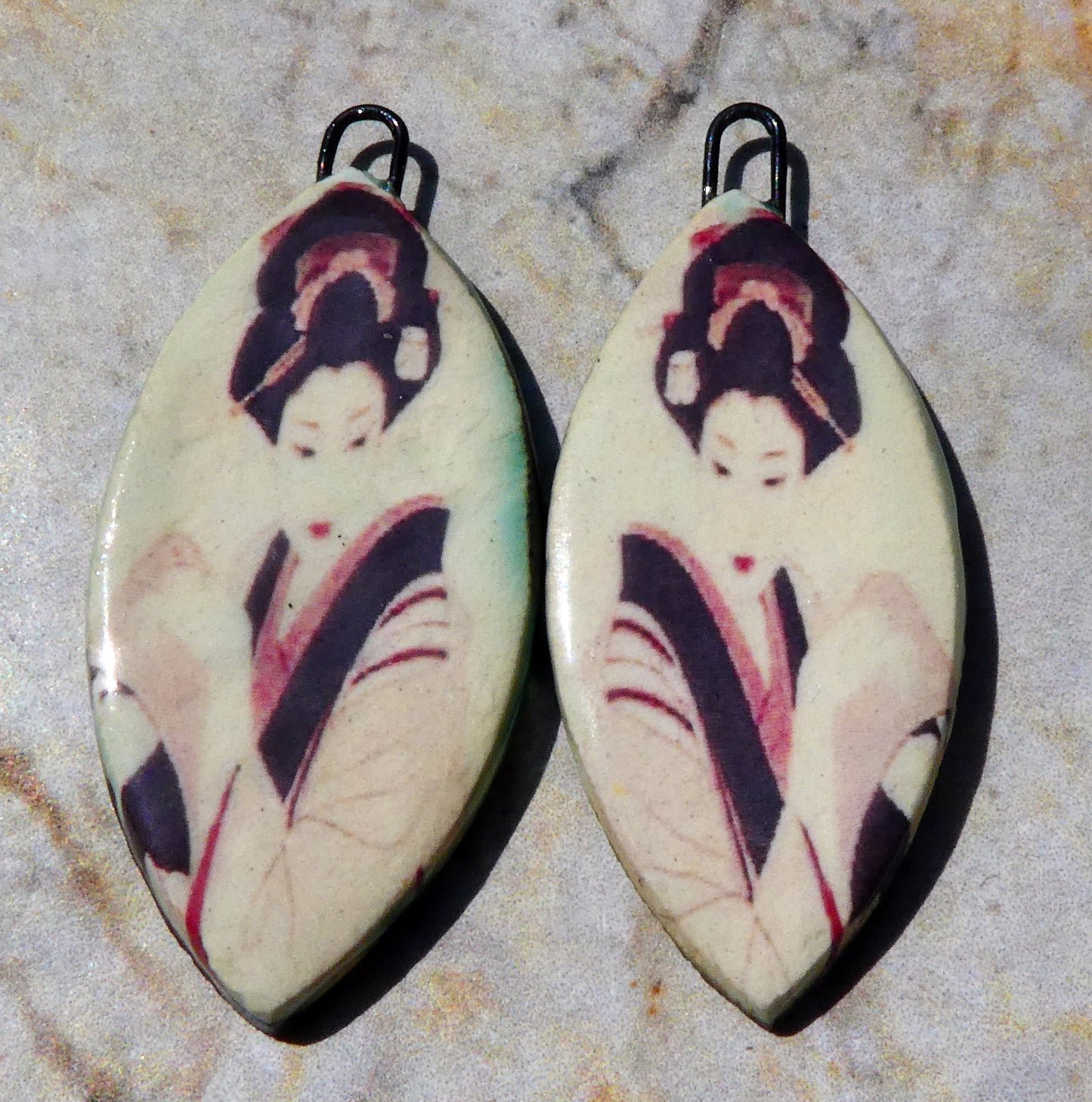 Ceramic Shimura Decal Earring Charms #2