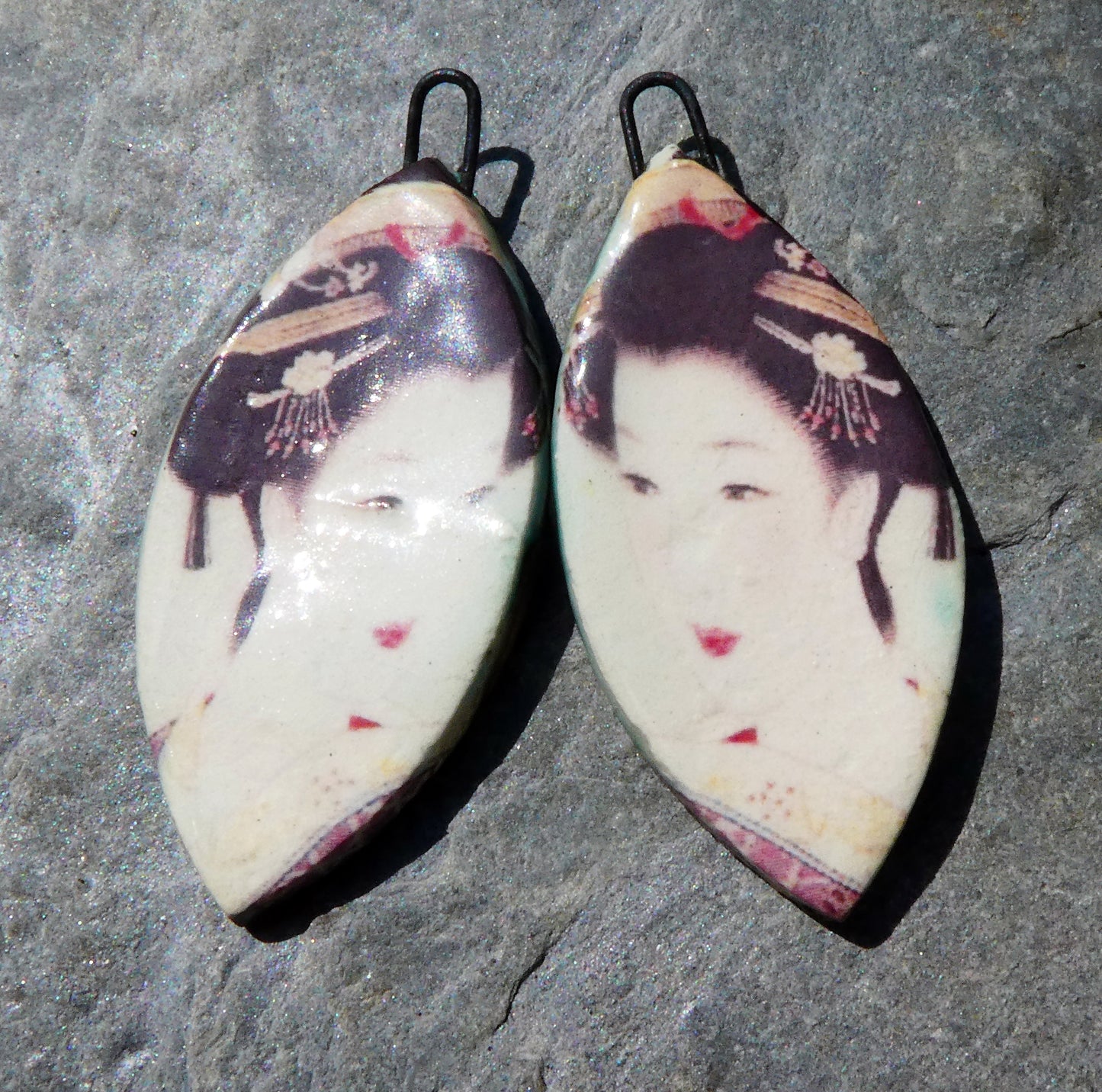 Ceramic Shimura Decal Earring Charms #3