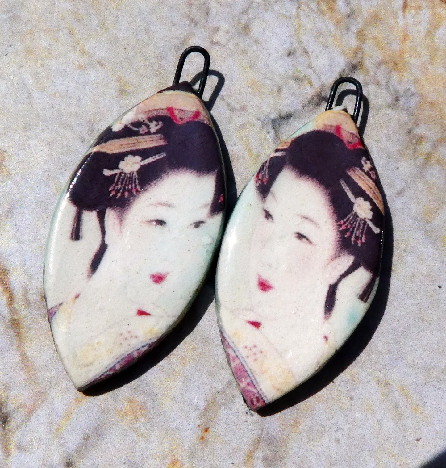 Ceramic Shimura Decal Earring Charms #3