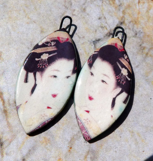 Ceramic Shimura Decal Earring Charms #3
