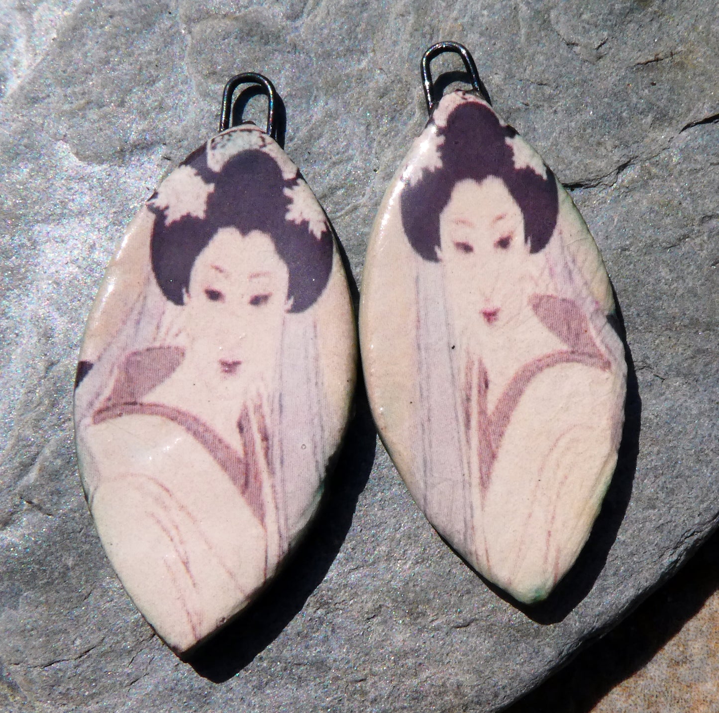 Ceramic Shimura Decal Earring Charms #4
