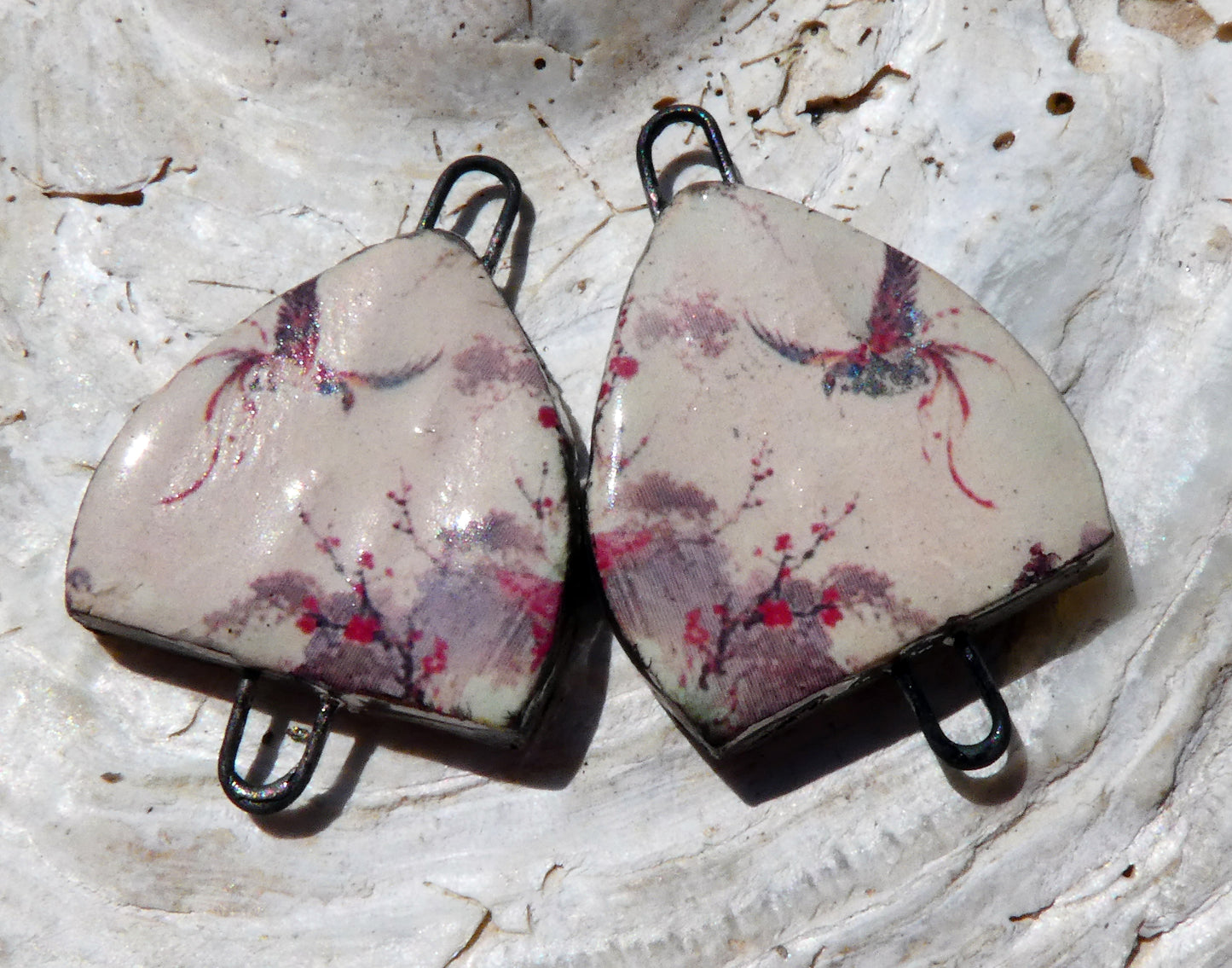 Ceramic Arch Chinese Art Earring Connectors - #2
