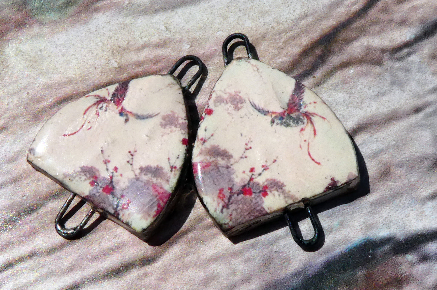 Ceramic Arch Chinese Art Earring Connectors - #2