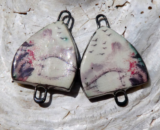 Ceramic Arch Chinese Art Earring Connectors - #3