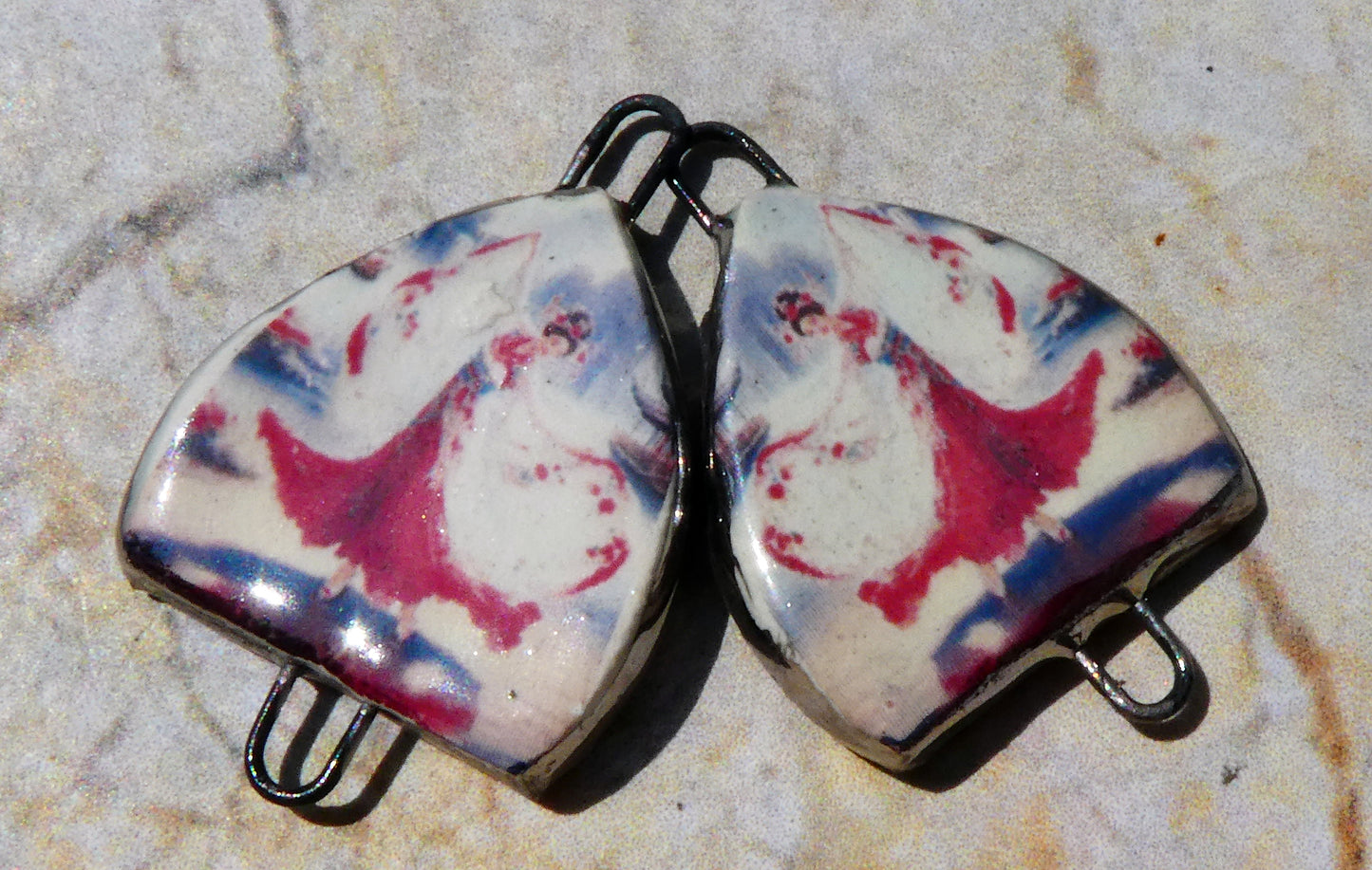 Ceramic Arch Chinese Art Earring Connectors - #6
