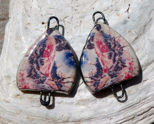 Ceramic Arch Chinese Art Earring Connectors - #8