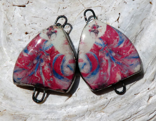 Ceramic Arch Chinese Art Earring Connectors - #9
