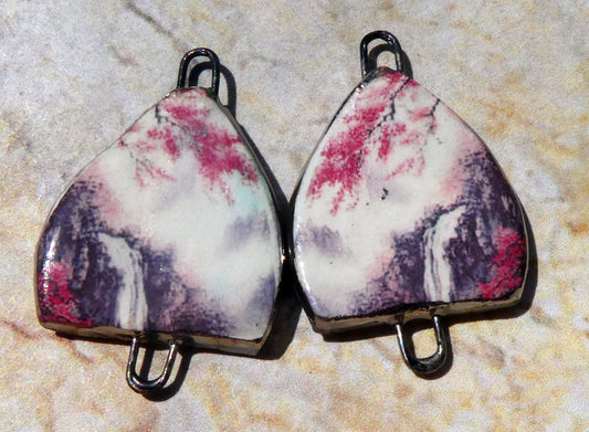 Ceramic Arch Chinese Art Earring Connectors - #12