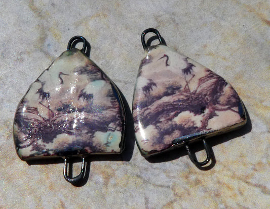 Ceramic Arch Chinese Art Earring Connectors - #13