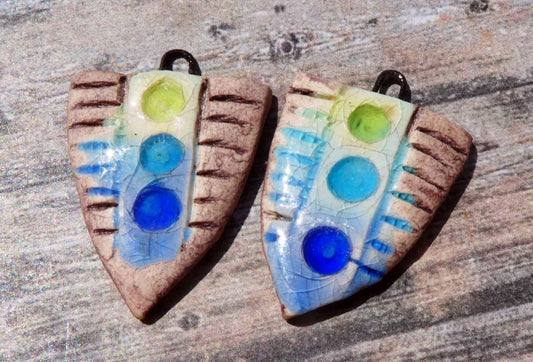 Ceramic Rustic Glassy Shield Charms