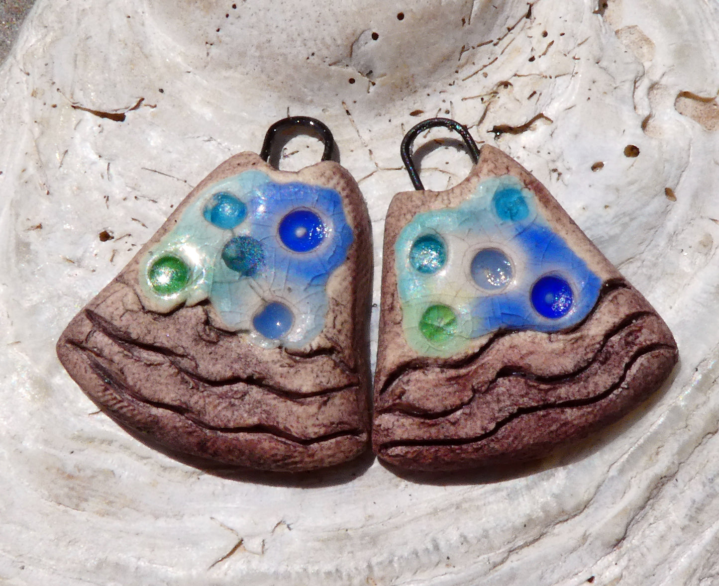 Ceramic Rustic Glassy Earring Charms