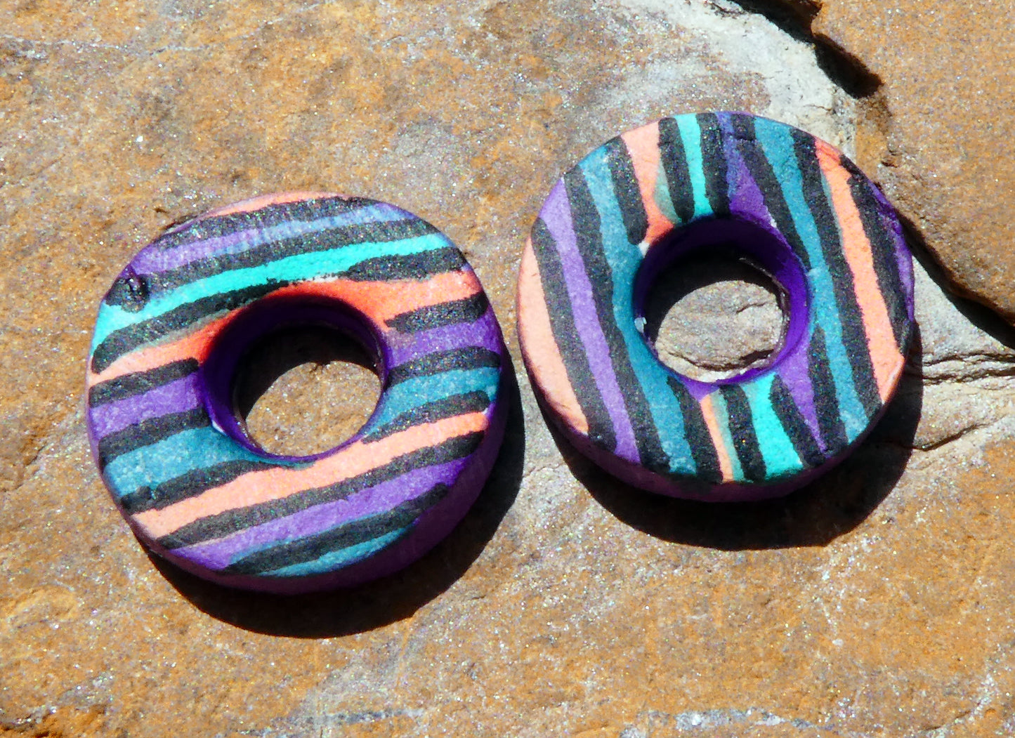 Ceramic Inky Little Disc Earring Charms #2