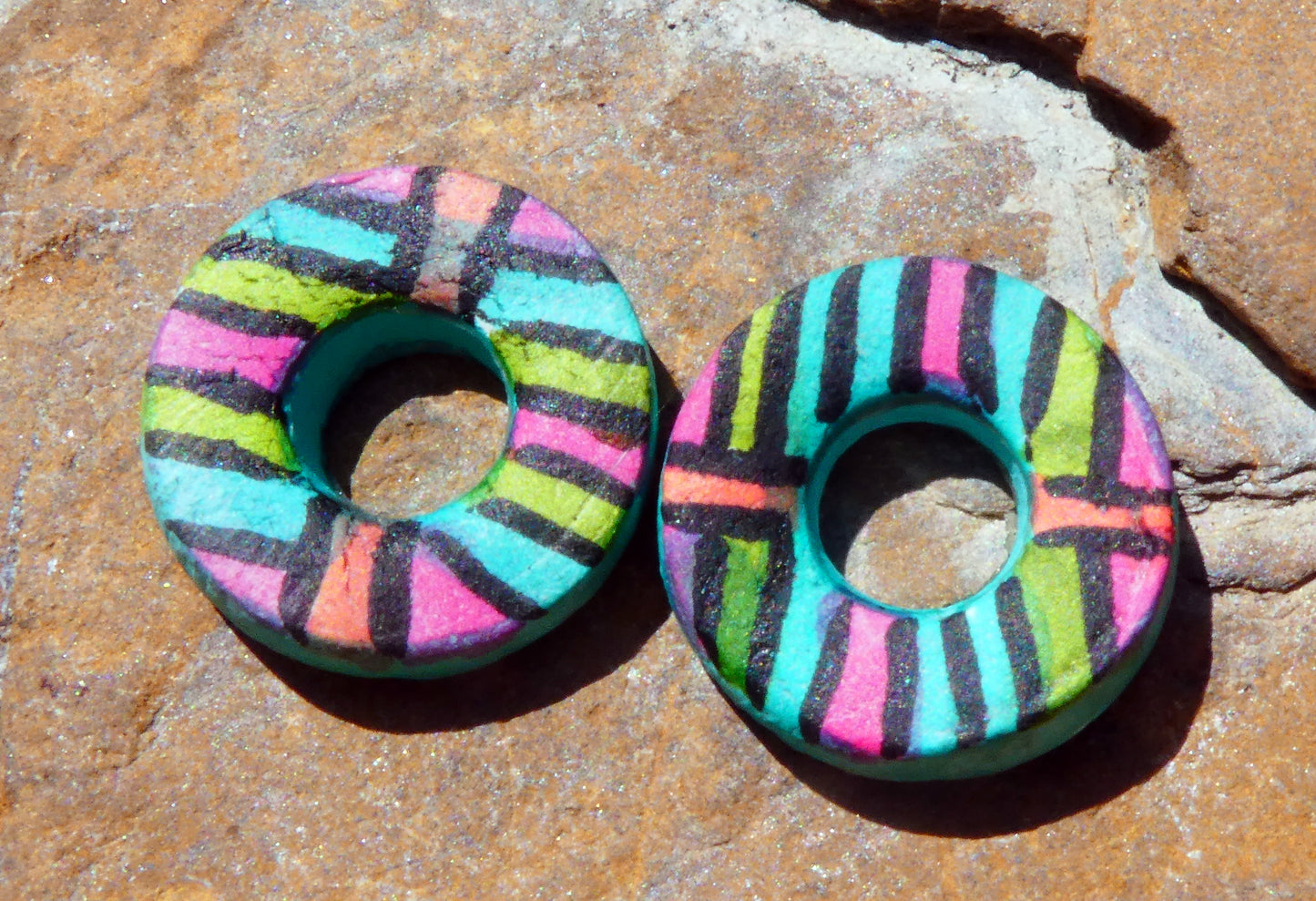 Ceramic Inky Little Disc Earring Charms #3