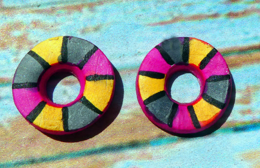 Ceramic Inky Little Disc Earring Charms #6