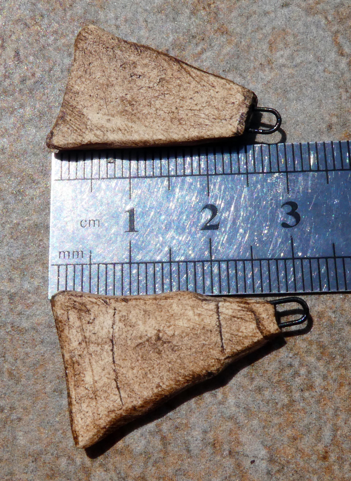 Ceramic Rustic Glassy Wedge Earring Charms